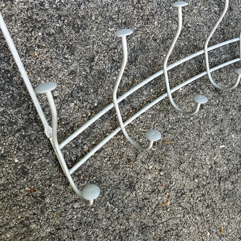 Two Matte Silver Over-the-Door Curved Wall Hook Racks